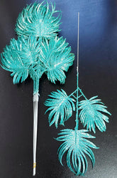 Frunze decorative palmier verde smarald cu sclipici - 12 buc/set